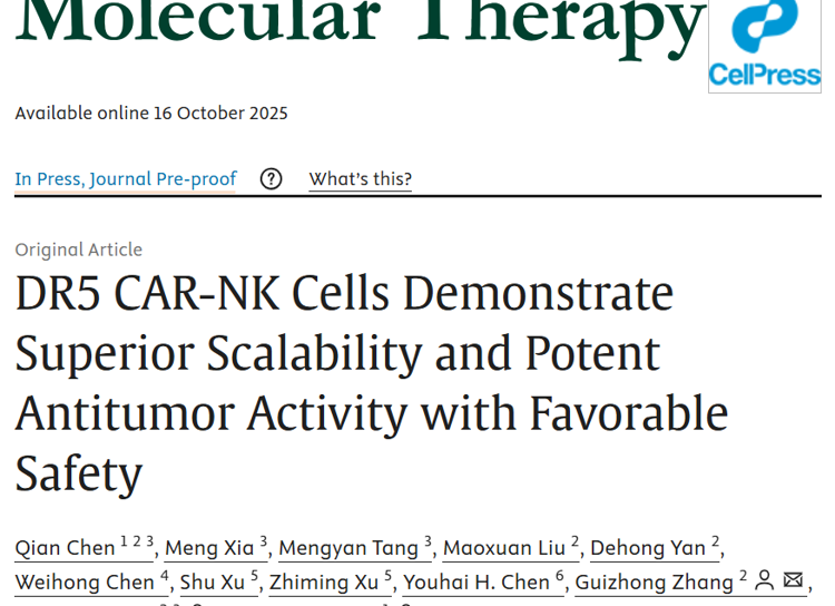 医学部朱卫国教授团队在Molecular Therapy发表关于DR5靶向抗肿瘤疗法新进展研究成果